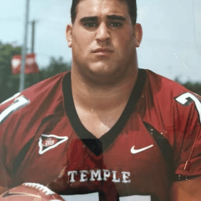 Vince Gabriele as a 300-pound offensive lineman at Temple University in 2001